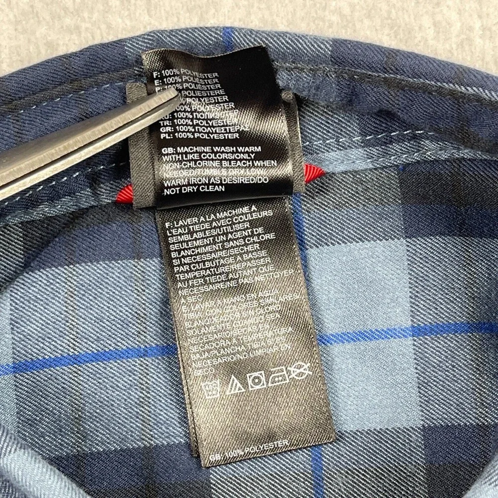 North Face Shirt Mens Small Blue Plaid‎ Snap Outdoors Camping Hiking Travel Work